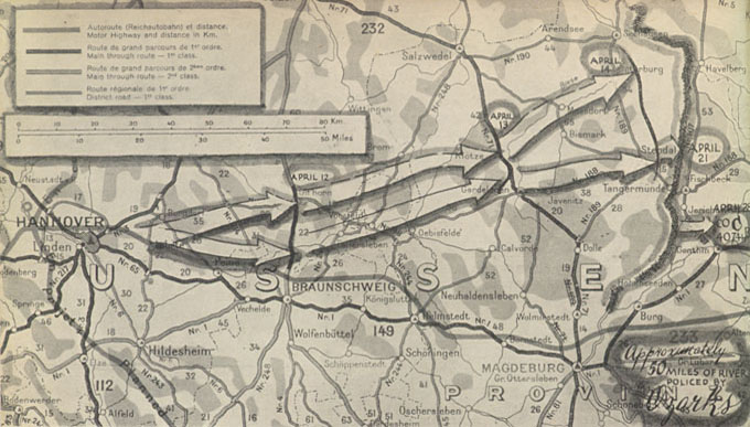 [Map of path of the Ozarks through central Germany]