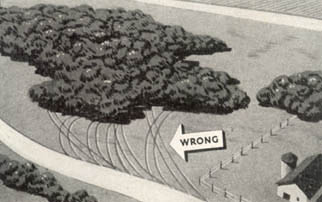 [FIGURE 5 (1). Here, tracks point clearly to a concealed installation or bivouac because of lack of planning and lack of camouflage discipline.]