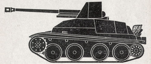 [76-mm tank destroyer on an unmodified chassis—7.62-cm Pak 36 (r) auf Pz. Kpfw. 38 (t).]